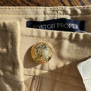 Boston Proper Khaki Trousers with Gold Accent